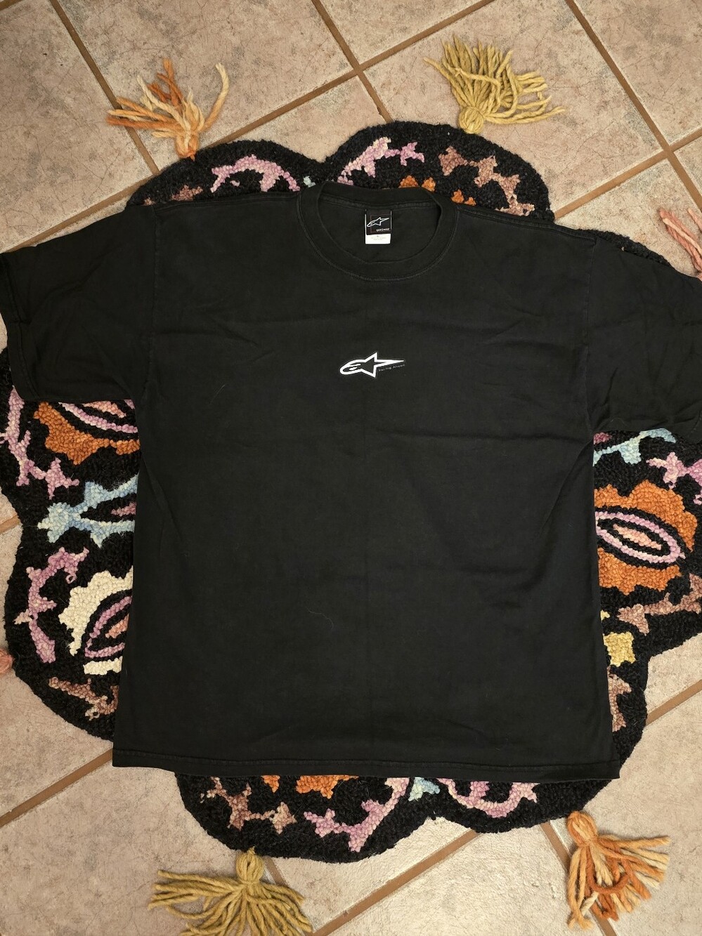 🔥🔥Y2K Alpinestars Black Tee with White Star Logo🔥🔥 SIZE XL Race Skate Ride